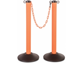 Orange Plastic Stanchions With Chain