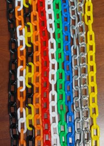 Colored Plastic Chain With S-Hooks 10ft