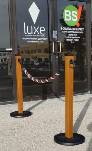 Golden Oak Post and Rope Stanchions