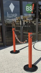 Mahogany Post and Rope Crowd Control Stanchions