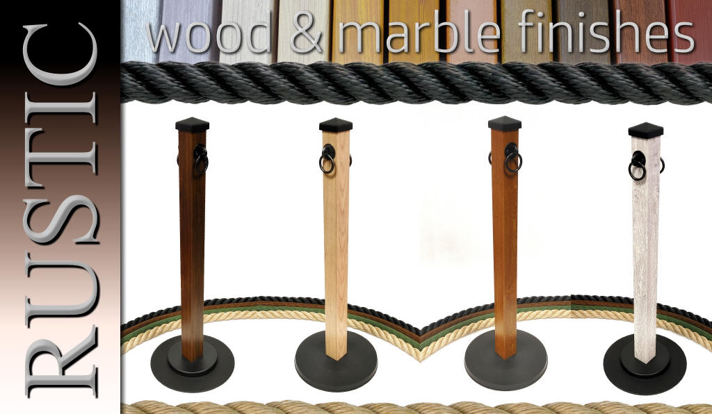 Rustic Wood Post and Rope Stanchions