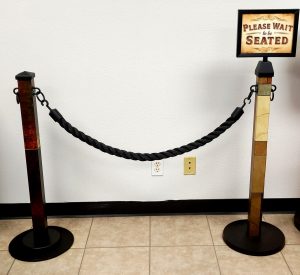 Restaurant Stanchions with Signs