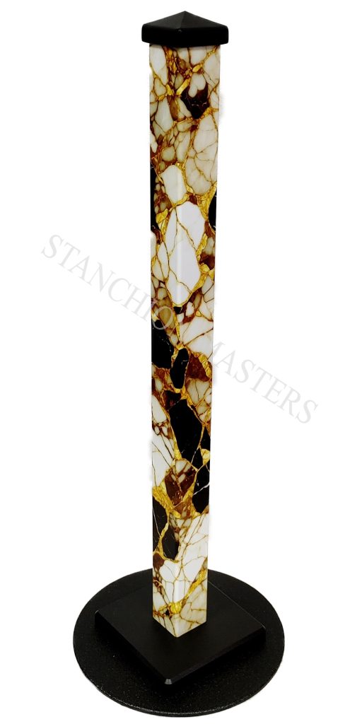 antique white gold vein marble stanchion