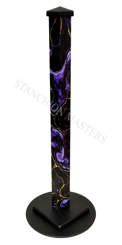 purple black gold marble stanchion