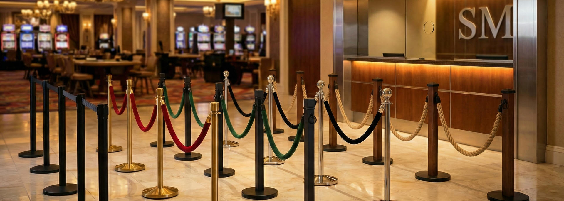 Stanchion Masters Retractable and Post and Rope Crowd Control Stanchions for Hospitality Venues