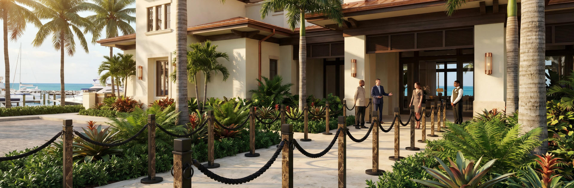 premium brown marble stanchions