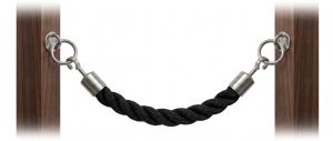 316 marine grade stainless steel decorative rope hardware with heavy-duty rope hook ends, pad eyes and 1.5 inch black twisted rope